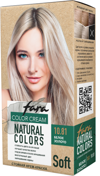 Фото Fara Стойкая крем-краска для волос Natural Colors Soft 353 - Белое золото 10.81 в интернет-магазине производителя краски для волос «Русская Косметика».