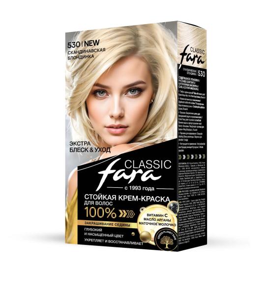 Фото Fara Стойкая крем-краска для волос Classic 530 - Скандинавская блондинка в интернет-магазине производителя краски для волос «Русская Косметика».