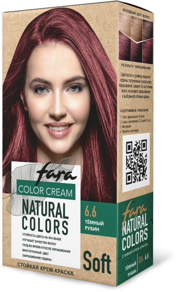 Фото Fara Стойкая крем-краска для волос Natural Colors Soft 324 - Темный рубин 6.6 в интернет-магазине производителя краски для волос «Русская Косметика».