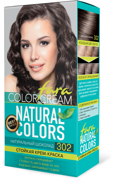Фото Fara Стойкая крем-краска для волос Natural Colors 302 - Натуральный шоколад в интернет-магазине производителя краски для волос «Русская Косметика».