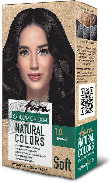 Фото Fara Стойкая крем-краска для волос Natural Colors Soft 301 - Черный 1.0 в интернет-магазине производителя краски для волос «Русская Косметика».
