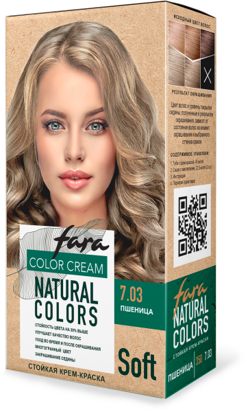Фото Fara Стойкая крем-краска для волос Natural Colors Soft 350 - Пшеница 7.03 в интернет-магазине производителя краски для волос «Русская Косметика».