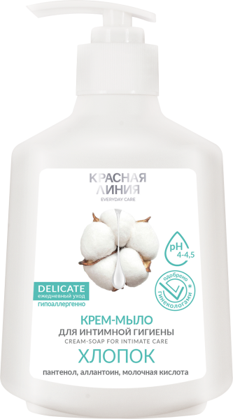 Красная линия Крем-мыло для интимной гигиены с экстрактом хлопка, 250 г в интернет-магазине «Русская Косметика».
