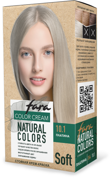Фото Fara Стойкая крем-краска для волос Natural Colors Soft 354 - Платина 10.1 в интернет-магазине производителя краски для волос «Русская Косметика».