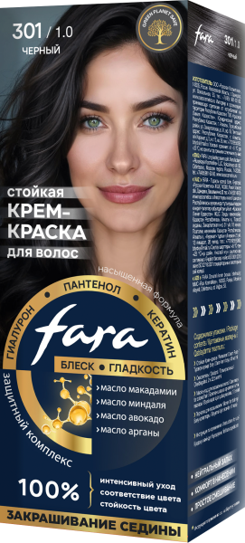 Фото Fara NC NEW Стойкая крем-краска для волос 301/1.0 - Черный в интернет-магазине производителя краски для волос «Русская Косметика».