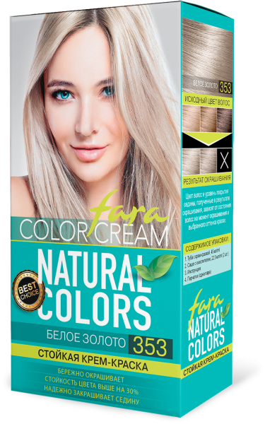 Фото Fara Стойкая крем-краска для волос Natural Colors 353 - Белое золото в интернет-магазине производителя краски для волос «Русская Косметика».