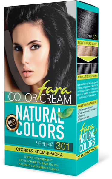 Фото Fara Стойкая крем-краска для волос Natural Colors 301 - Черный в интернет-магазине производителя краски для волос «Русская Косметика».