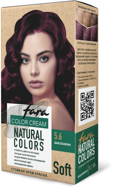 Фото Fara Стойкая крем-краска для волос Natural Colors Soft 322 - Баклажан 5.6 в интернет-магазине производителя краски для волос «Русская Косметика».