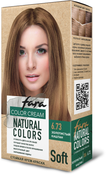 Фото Fara Стойкая крем-краска для волос Natural Colors Soft 306 - Золотистый каштан 6.73 в интернет-магазине производителя краски для волос «Русская Косметика».