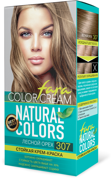 Фото Fara Стойкая крем-краска для волос Natural Colors 307 - Лесной орех в интернет-магазине производителя краски для волос «Русская Косметика».
