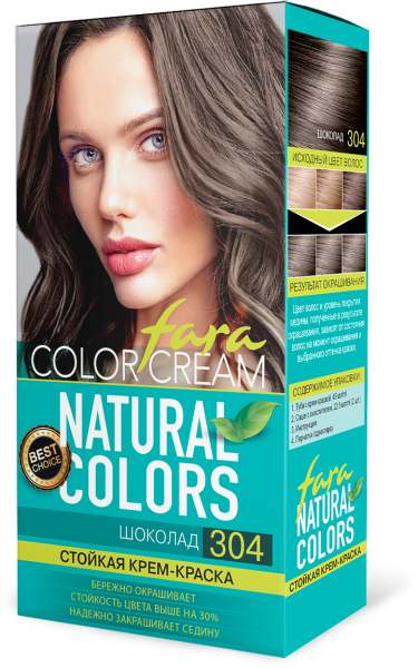 Фото Fara Стойкая крем-краска для волос Natural Colors 304 - Шоколад в интернет-магазине производителя краски для волос «Русская Косметика».