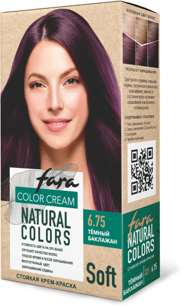 Фото Fara Стойкая крем-краска для волос Natural Colors Soft 321 - Темный баклажан 6.75 в интернет-магазине производителя краски для волос «Русская Косметика».