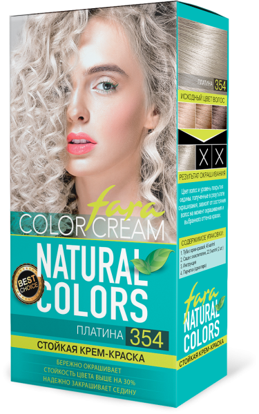Фото Fara Стойкая крем-краска для волос Natural Colors 354 - Платина в интернет-магазине производителя краски для волос «Русская Косметика».