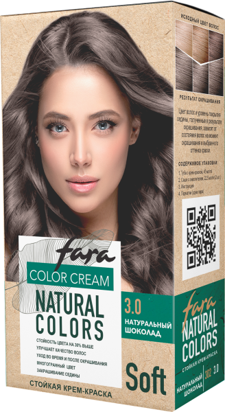 Фото Fara Стойкая крем-краска для волос Natural Colors Soft 302 - Натуральный шоколад 3.0 в интернет-магазине производителя краски для волос «Русская Косметика».