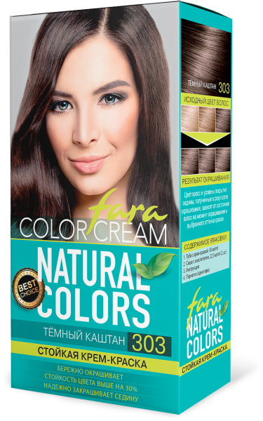 Фото Fara Стойкая крем-краска для волос Natural Colors 303 - Темный каштан в интернет-магазине производителя краски для волос «Русская Косметика».