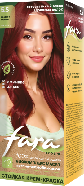 Фото Fara Стойкая крем-краска для волос Eco Line 5.5 - Красное дерево в интернет-магазине производителя краски для волос «Русская Косметика».