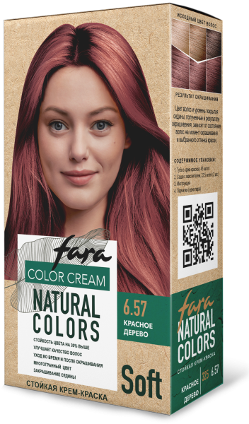 Фото Fara Стойкая крем-краска для волос Natural Colors Soft 325 - Красное дерево 6.57 в интернет-магазине производителя краски для волос «Русская Косметика».