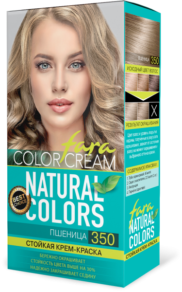 Фото Fara Стойкая крем-краска для волос Natural Colors 350 - Пшеница в интернет-магазине производителя краски для волос «Русская Косметика».