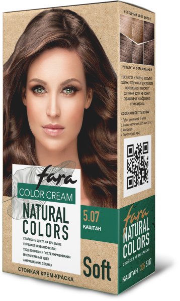 Фото Fara Стойкая крем-краска для волос Natural Colors Soft 305 - Каштан 5.07 в интернет-магазине производителя краски для волос «Русская Косметика».