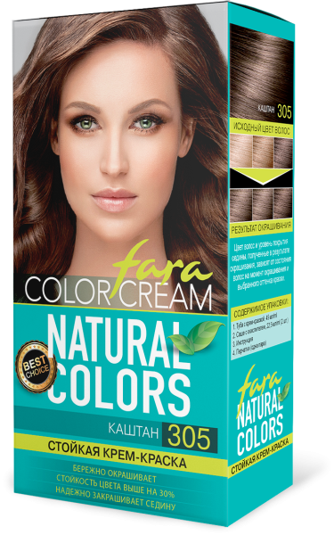 Фото Fara Стойкая крем-краска для волос Natural Colors 305 - Каштан в интернет-магазине производителя краски для волос «Русская Косметика».