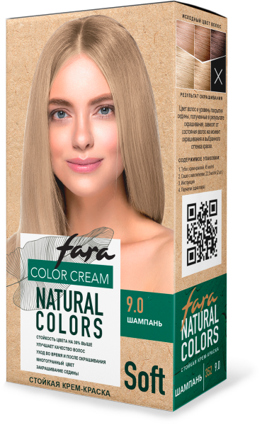 Фото Fara Стойкая крем-краска для волос Natural Colors Soft 352 - Шампань 9.0 в интернет-магазине производителя краски для волос «Русская Косметика».