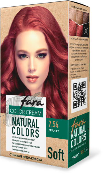 Фото Fara Стойкая крем-краска для волос Natural Colors Soft 328 - Гранат 7.54 в интернет-магазине производителя краски для волос «Русская Косметика».