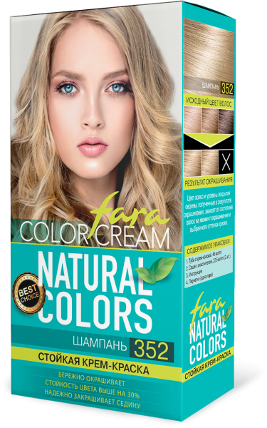 Фото Fara Стойкая крем-краска для волос Natural Colors 352 - Шампань в интернет-магазине производителя краски для волос «Русская Косметика».