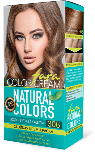 Фото Fara Стойкая крем-краска для волос Natural Colors 306 - Золотистый каштан в интернет-магазине производителя краски для волос «Русская Косметика».