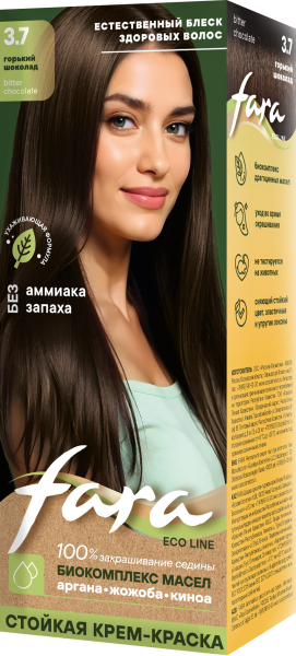 Фото Fara Стойкая крем-краска для волос Eco Line 3.7 - Горький шоколад в интернет-магазине производителя краски для волос «Русская Косметика».