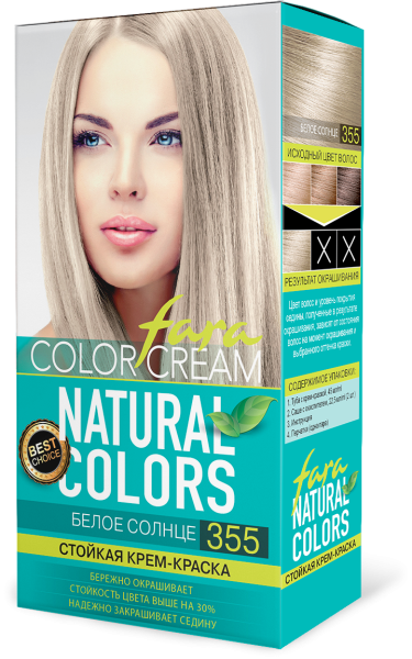 Фото Fara Стойкая крем-краска для волос Natural Colors 355 - Белое солнце в интернет-магазине производителя краски для волос «Русская Косметика».