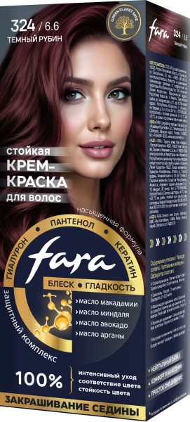 Фото Fara NC NEW Стойкая крем-краска для волос тон 324/6.6 - Тёмный рубин в интернет-магазине производителя краски для волос «Русская Косметика».