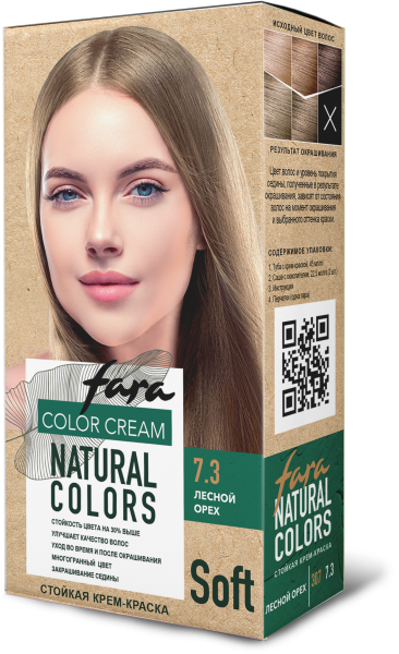 Фото Fara Стойкая крем-краска для волос Natural Colors Soft 307 - Лесной орех 7.3 в интернет-магазине производителя краски для волос «Русская Косметика».