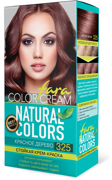 Фото Fara Стойкая крем-краска для волос Natural Colors 325 - Красное дерево в интернет-магазине производителя краски для волос «Русская Косметика».