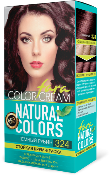 Фото Fara Стойкая крем-краска для волос Natural Colors 324 - Темный рубин в интернет-магазине производителя краски для волос «Русская Косметика».