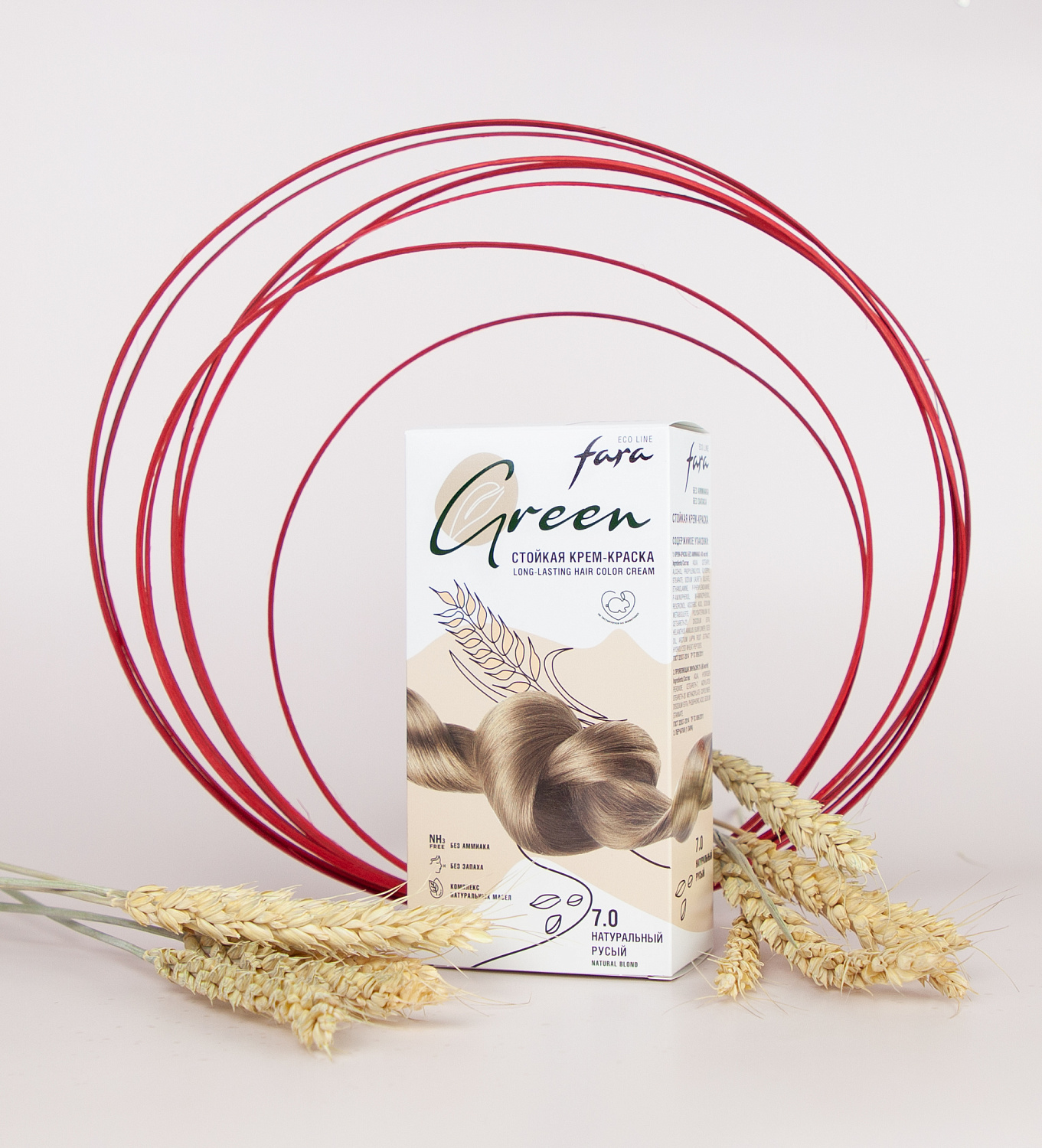 Fara Стойкая крем-краска для волос Eco Line Green 7.0 – натуральный русый