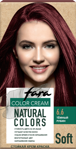 Фото Fara Стойкая крем-краска для волос Natural Colors Soft 324 - Темный рубин 6.6 в интернет-магазине производителя краски для волос «Русская Косметика».