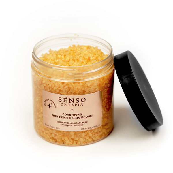 Senso Terapia Соль-пена для ванн с шиммером «Champagne Glow» (золото), 560 г в интернет-магазине «Русская Косметика».