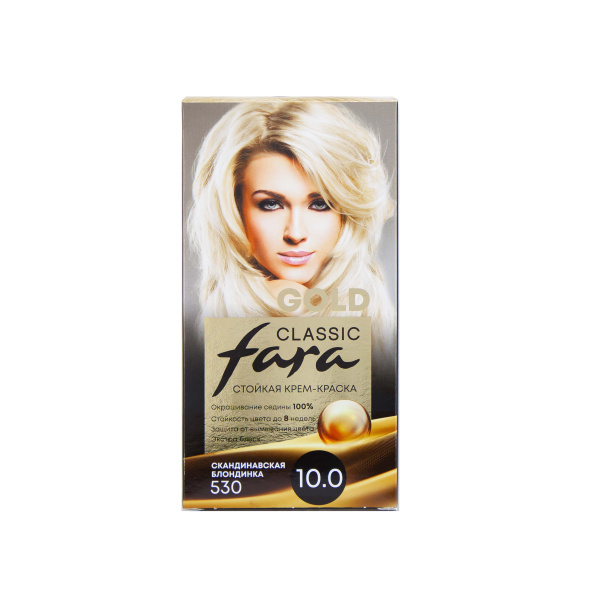 Фото Fara Classic Gold Стойкая крем-краска для волос 530 Скандинавская блондинка - 10.0 в интернет-магазине производителя краски для волос «Русская Косметика».
