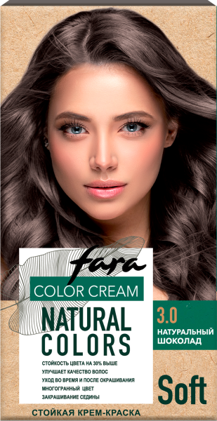 Фото Fara Стойкая крем-краска для волос Natural Colors Soft 302 - Натуральный шоколад 3.0 в интернет-магазине производителя краски для волос «Русская Косметика».