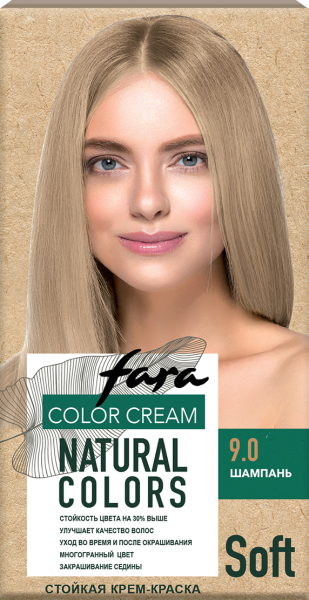 Фото Fara Стойкая крем-краска для волос Natural Colors Soft 352 - Шампань 9.0 в интернет-магазине производителя краски для волос «Русская Косметика».