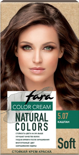 Фото Fara Стойкая крем-краска для волос Natural Colors Soft 305 - Каштан 5.07 в интернет-магазине производителя краски для волос «Русская Косметика».