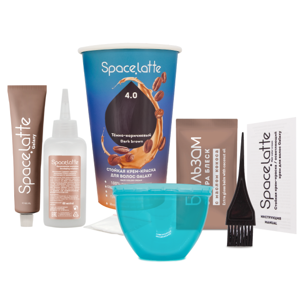 Фото Space Latte Galaxy Стойкая крем-краска для волос Темно-коричневый - 4.0 в интернет-магазине производителя краски для волос «Русская Косметика».