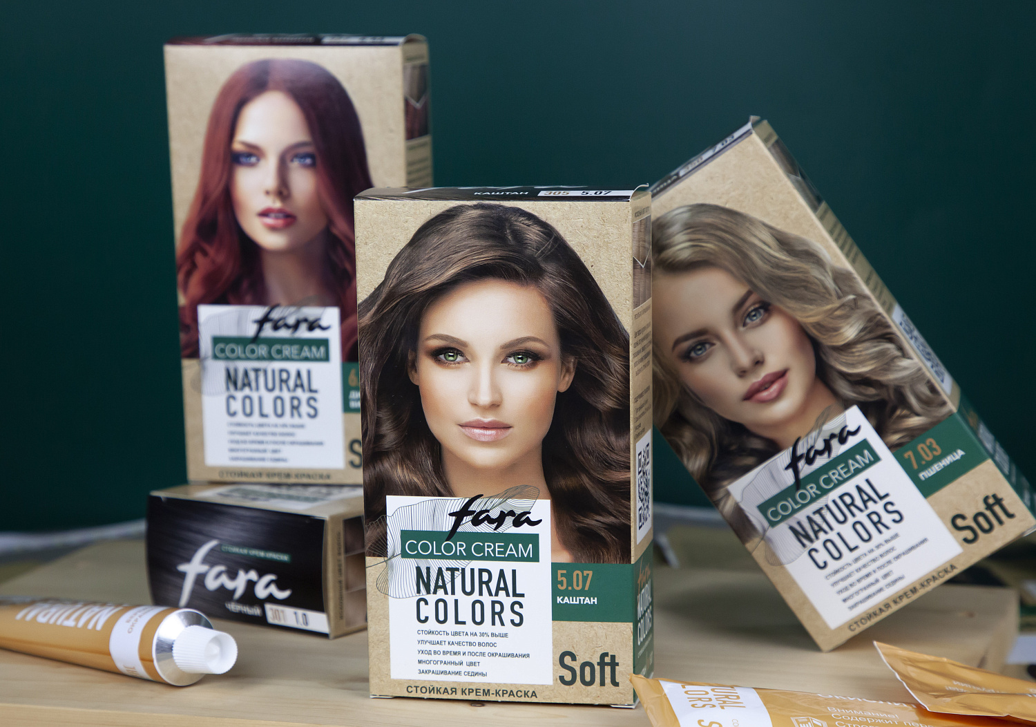 Fara Стойкая крем-краска для волос Natural Colors Soft 350 - Пшеница 7.03