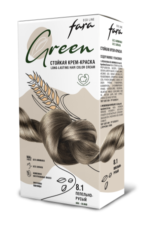 Купить Fara Стойкая крем-краска для волос Eco Line Green 8.1 – пепельно-русый в интернет-магазине производителя краски для волос «Русская Косметика».