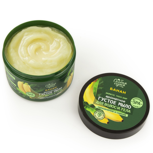 Особая серия Ароматное густое мыло для волос и тела "Банан, увлажнение и сияние", 500 мл в интернет-магазине «Русская Косметика».