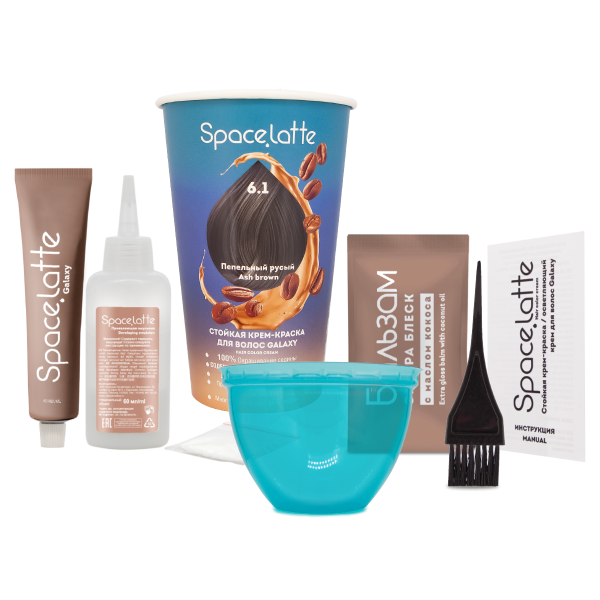 Фото Space Latte Galaxy Стойкая крем-краска для волос Пепельный русый 6.1 в интернет-магазине производителя краски для волос «Русская Косметика».