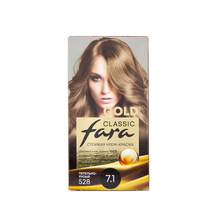 Купить Fara Classic Gold Стойкая крем-краска для волос 528 Пепельно-русый - 7.1 в интернет-магазине производителя краски для волос «Русская Косметика».