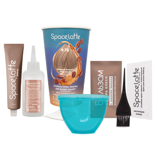 Фото Space Latte Galaxy Стойкая крем-краска для волос Бежевый блондин - 9.75 в интернет-магазине производителя краски для волос «Русская Косметика».