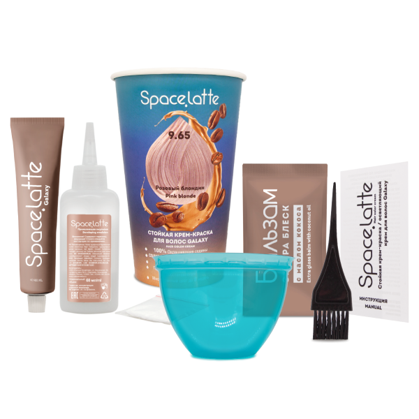 Фото Space Latte Galaxy Стойкая крем-краска для волос Розовый блондин 9.65 в интернет-магазине производителя краски для волос «Русская Косметика».