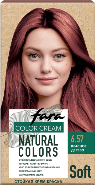 Фото Fara Стойкая крем-краска для волос Natural Colors Soft 325 - Красное дерево 6.57 в интернет-магазине производителя краски для волос «Русская Косметика».